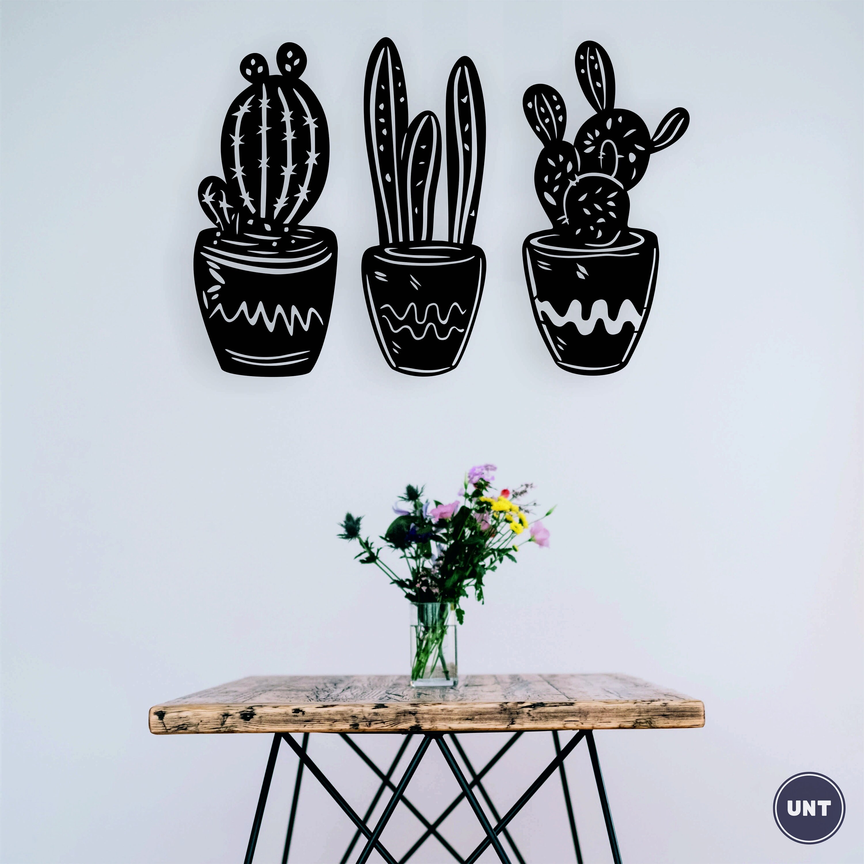 Cactus Wall Art Set of 3 Wooden Succulent Wall Decor Wall Etsy