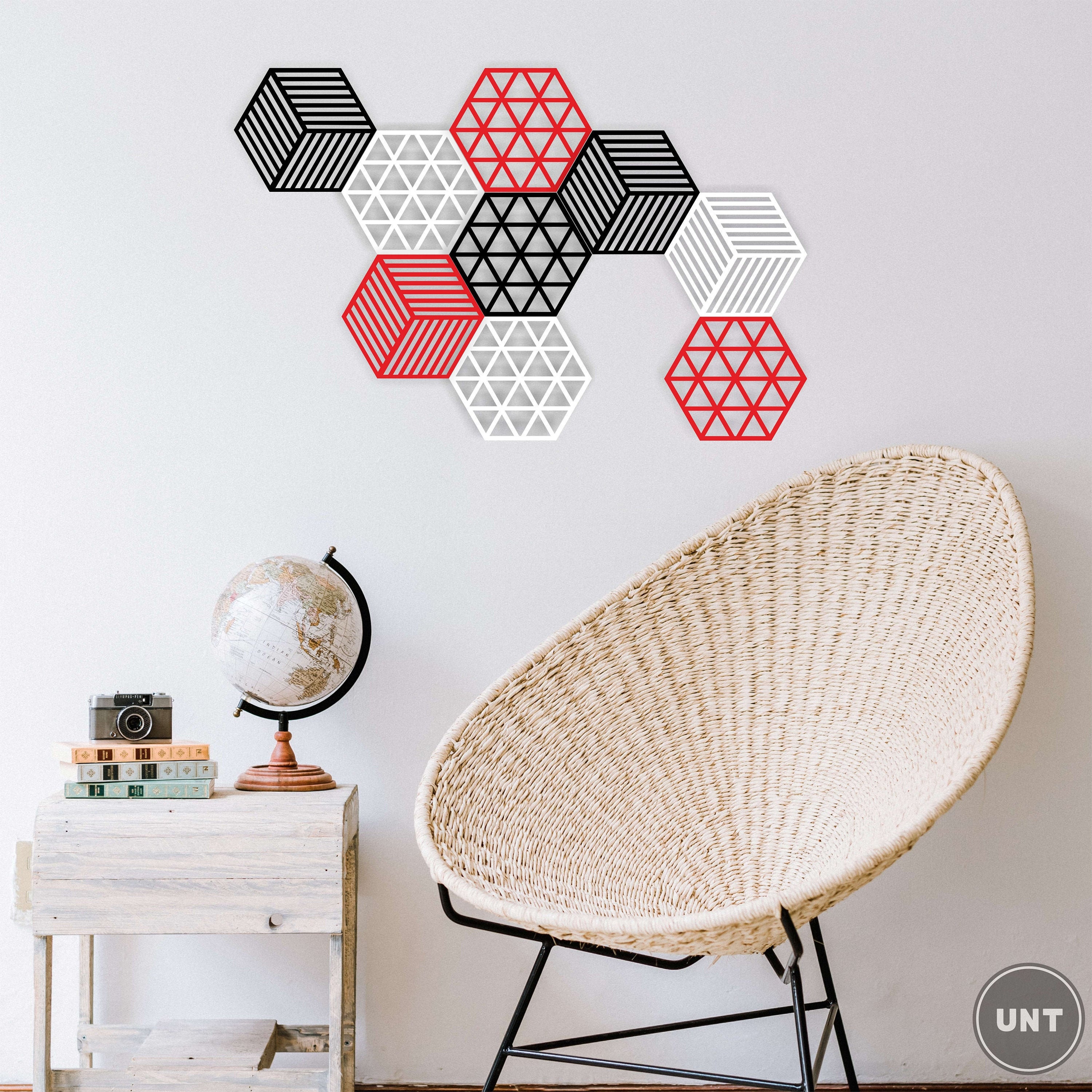 Set of 9 Hexagon Wall Decoration Housewarming Gift Geometric | Etsy