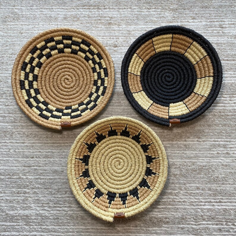 Set of 3 Handwoven Wall Baskets Woven Bowls Wall Hanging Etsy