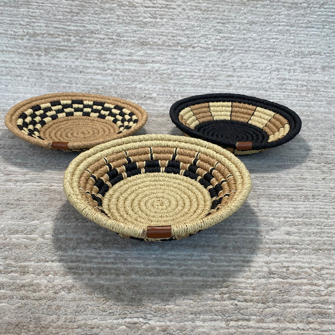 Set of 3 Handwoven Wall Baskets Woven Bowls Wall Hanging Etsy