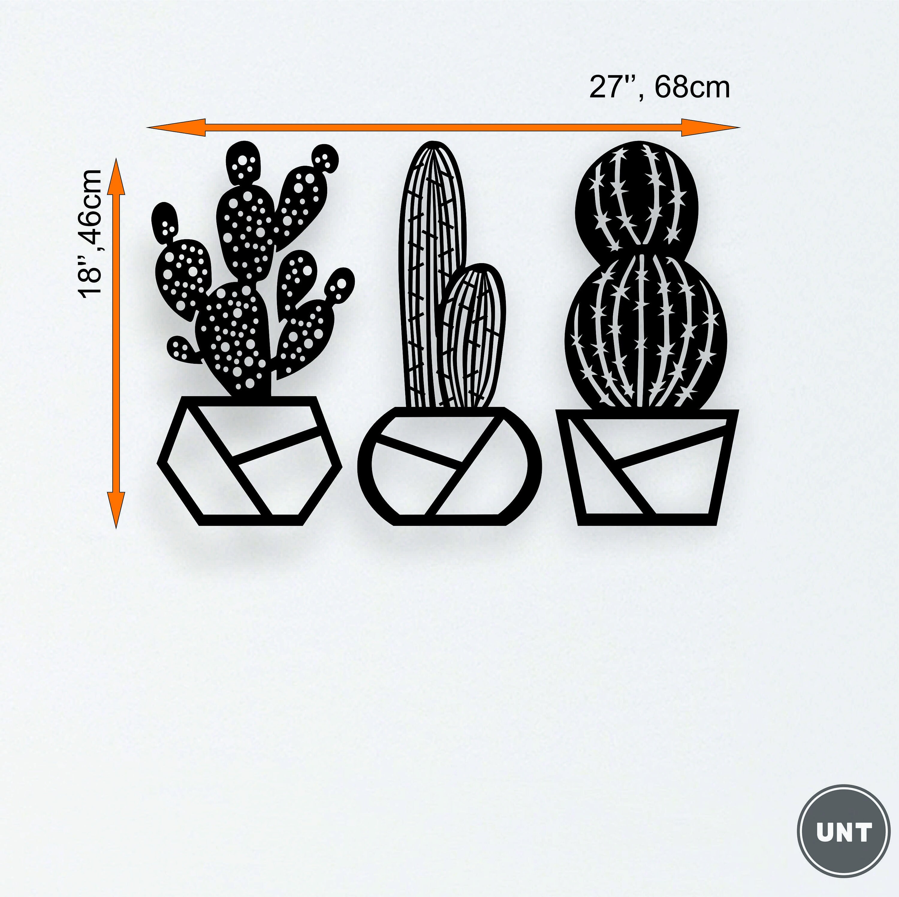 Cactus Set Wall Decoration Wooden Cactus Wall Decor Set of 3 Etsy