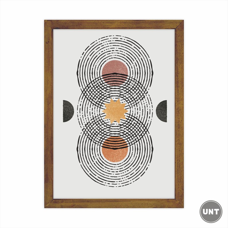 Circles Wall Art Set of 3 Wall Decor Wooden Framed Modern Etsy