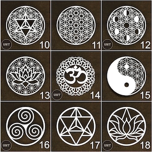 Sacred Geometry Wall Art Set: Sri Yantra, Flower of Life, Metatron's Cube image 3