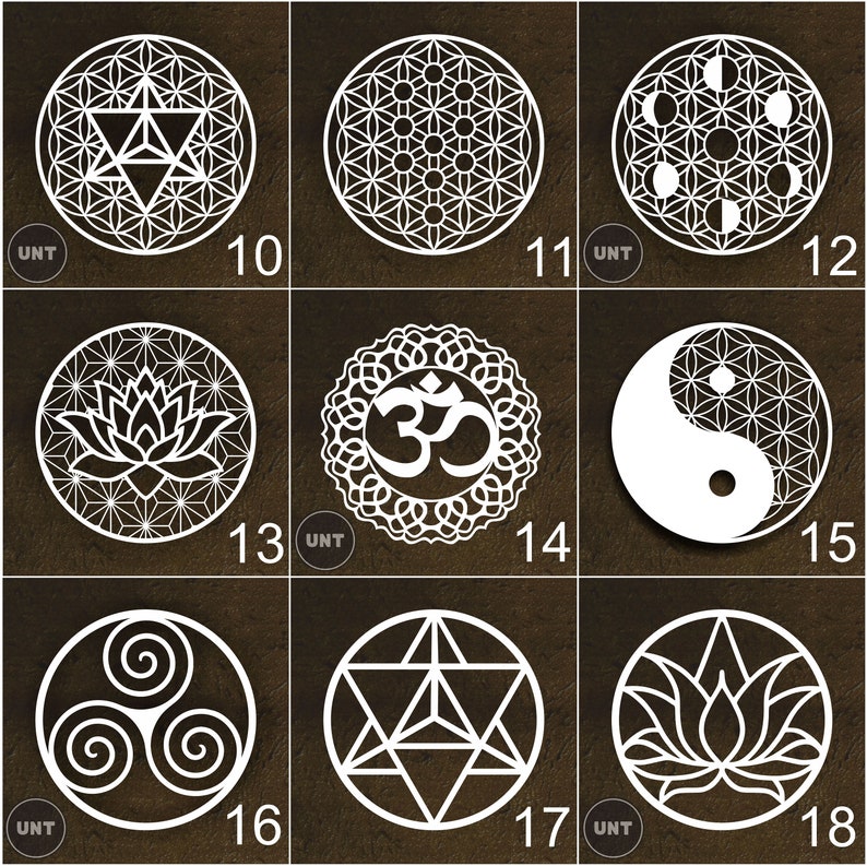 Sacred Geometry Wall Art Set: Sri Yantra, Flower of Life, Metatron's Cube image 3