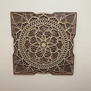 Wood Multilayer Mandala 3D Wall Decoration, Laser Cut 6 Layered Wall Art, Sacred Geometry Wall Design, Easy To Hang!