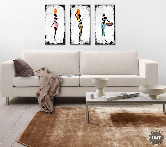 African Women Wall Art: Laser Cut Wood Decor, Set of 3
