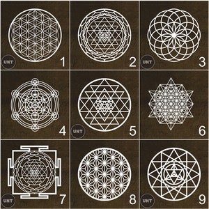 Sacred Geometry Wall Art, Make Your Own Set of 3 Wall Decoration, Sri Yantra, Flower of Life, Metatron&#39;s Cube, Housewarming Gift
