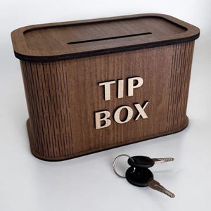 Laser Cut Wooden Tip Box: Modern Countertop Jar