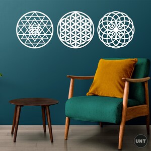 Sacred Geometry, Sri Yantra, Torus, Flower of Life Set of 3 Wall Art ...