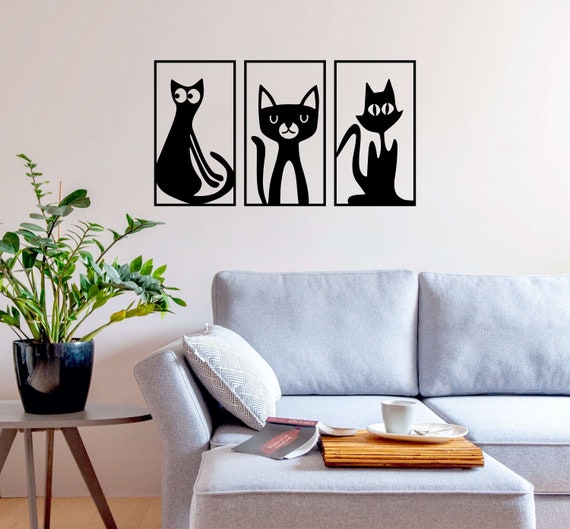 Cat Wall Decor Wooden Cat Wall Art Animal Lover Gift - Etsy