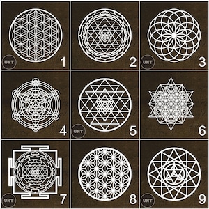 Sacred Geometry Wall Art Set: Sri Yantra, Flower of Life, Metatron's Cube image 2