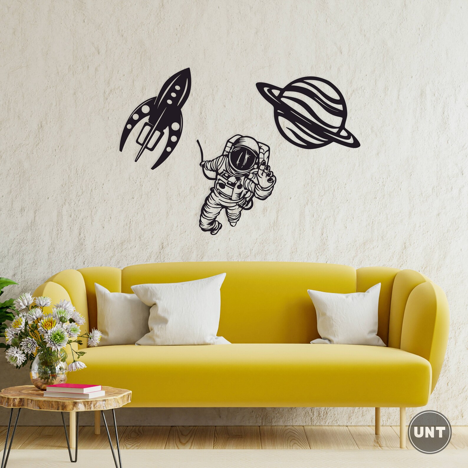 Space Set of 3 Wall Art Wooden Planet Astronaut Wall Design - Etsy