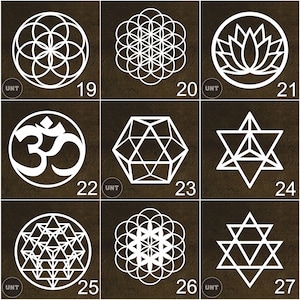 Sacred Geometry Wall Art Set: Sri Yantra, Flower of Life, Metatron's Cube image 4