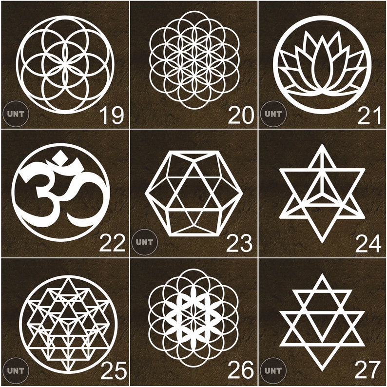 Sacred Geometry Wall Art Set: Sri Yantra, Flower of Life, Metatron's Cube image 4