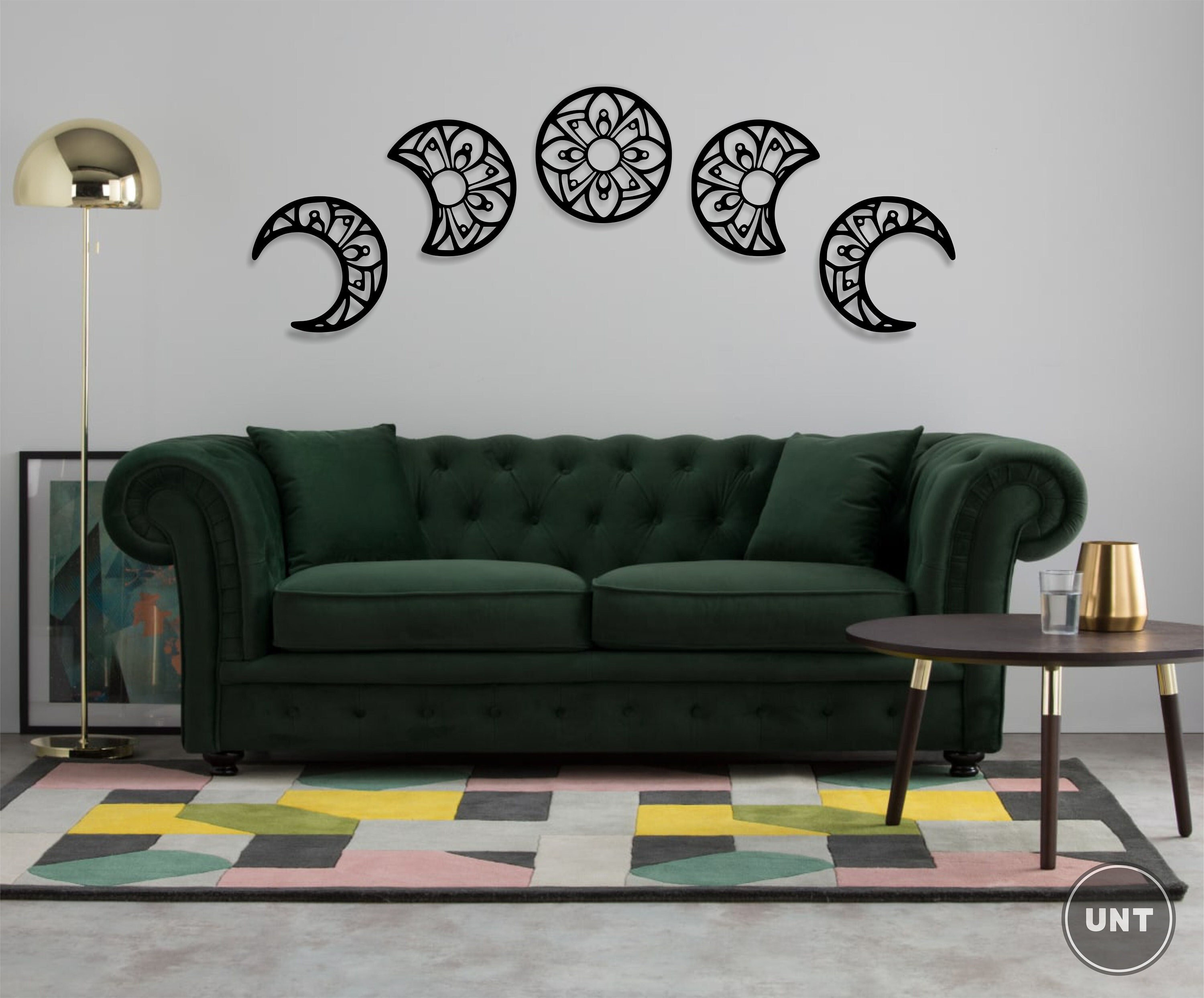 Moon Phases Wall Decor: Set of 5 Wooden Moon Art - Etsy