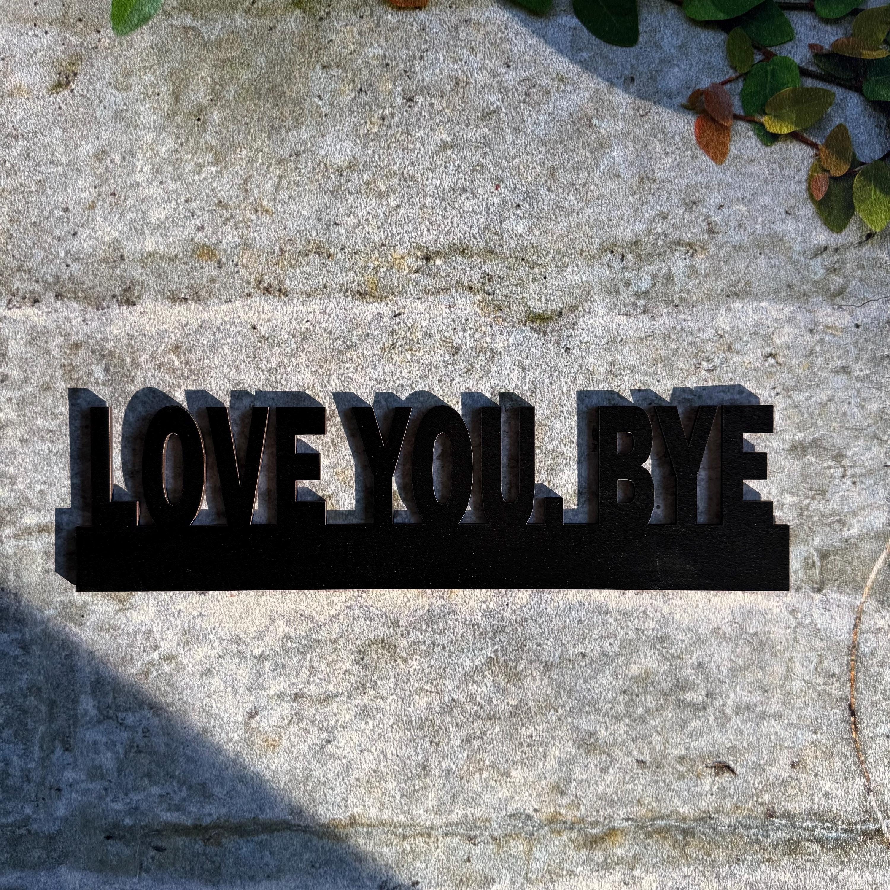 Cartello Decorativo Da Parete "Love You, Bye" | Scritta In Legno Per Ingresso E Soggiorno | 39,9x15,5 Cm