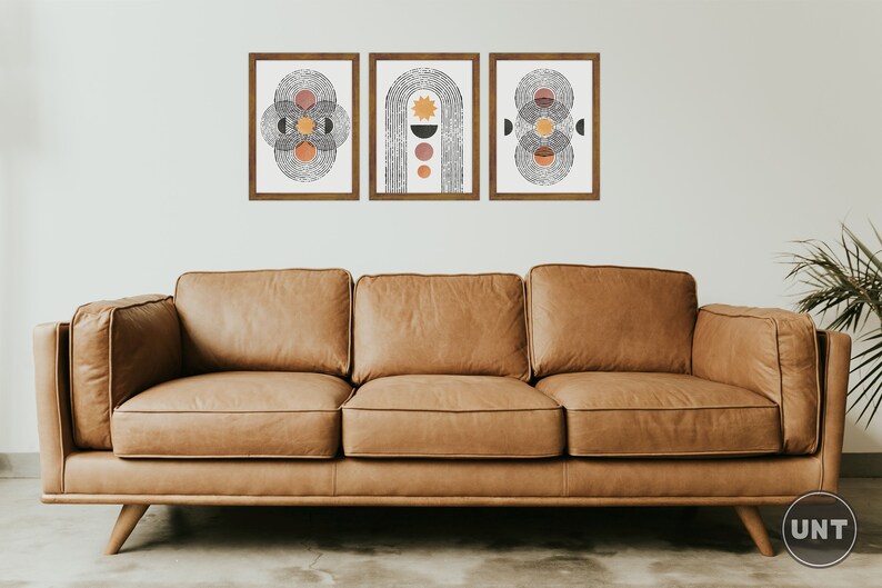 Circles Wall Art Set of 3 Wall Decor Wooden Framed Modern Etsy