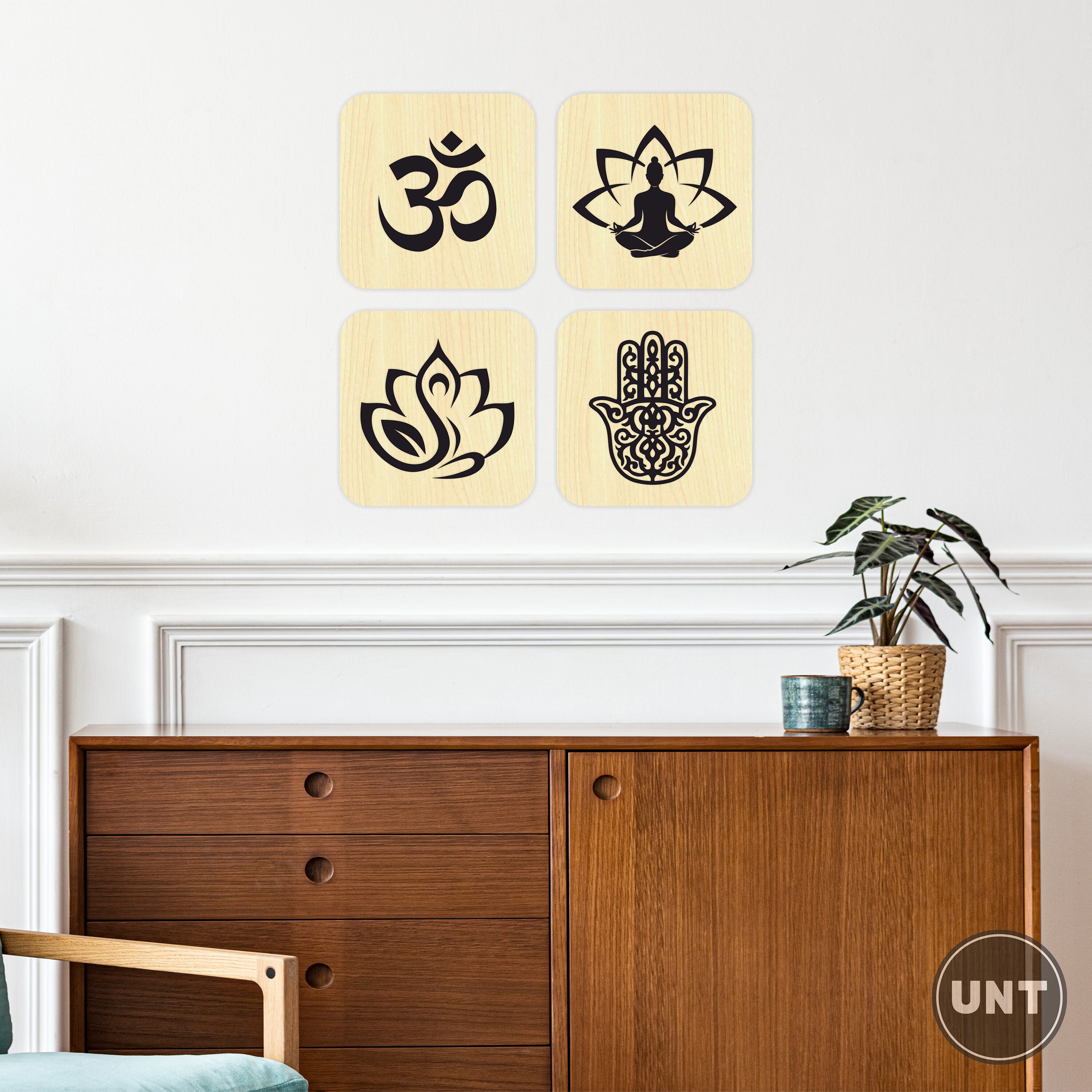 Chakra Symbols Wooden Wall Art: Yoga Room Decor Set - Etsy