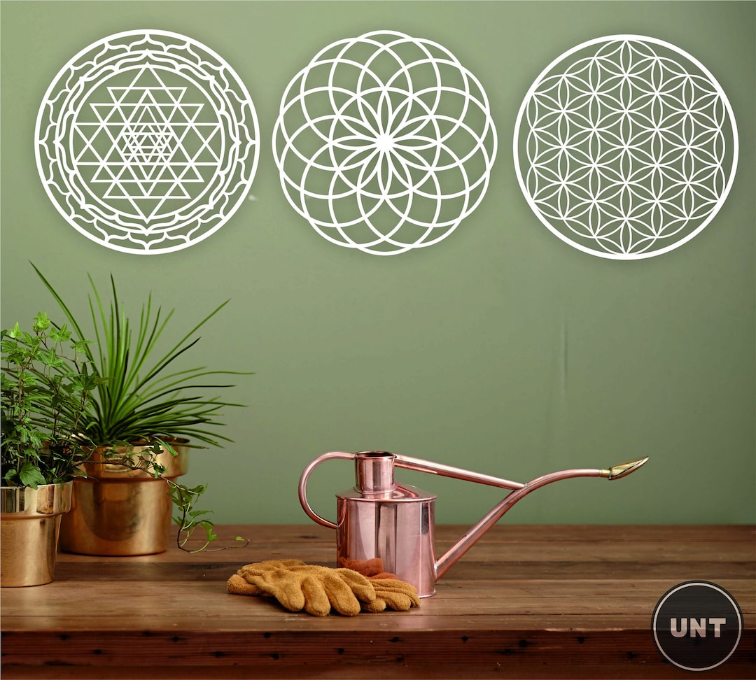 Sacred Geometry, Sri Yantra, Torus, Flower of Life Set of 3 Wall Art ...