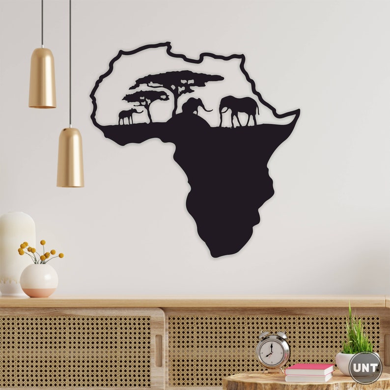 Wooden Africa Map African Map Ethnic Wall Art Housewarming Etsy