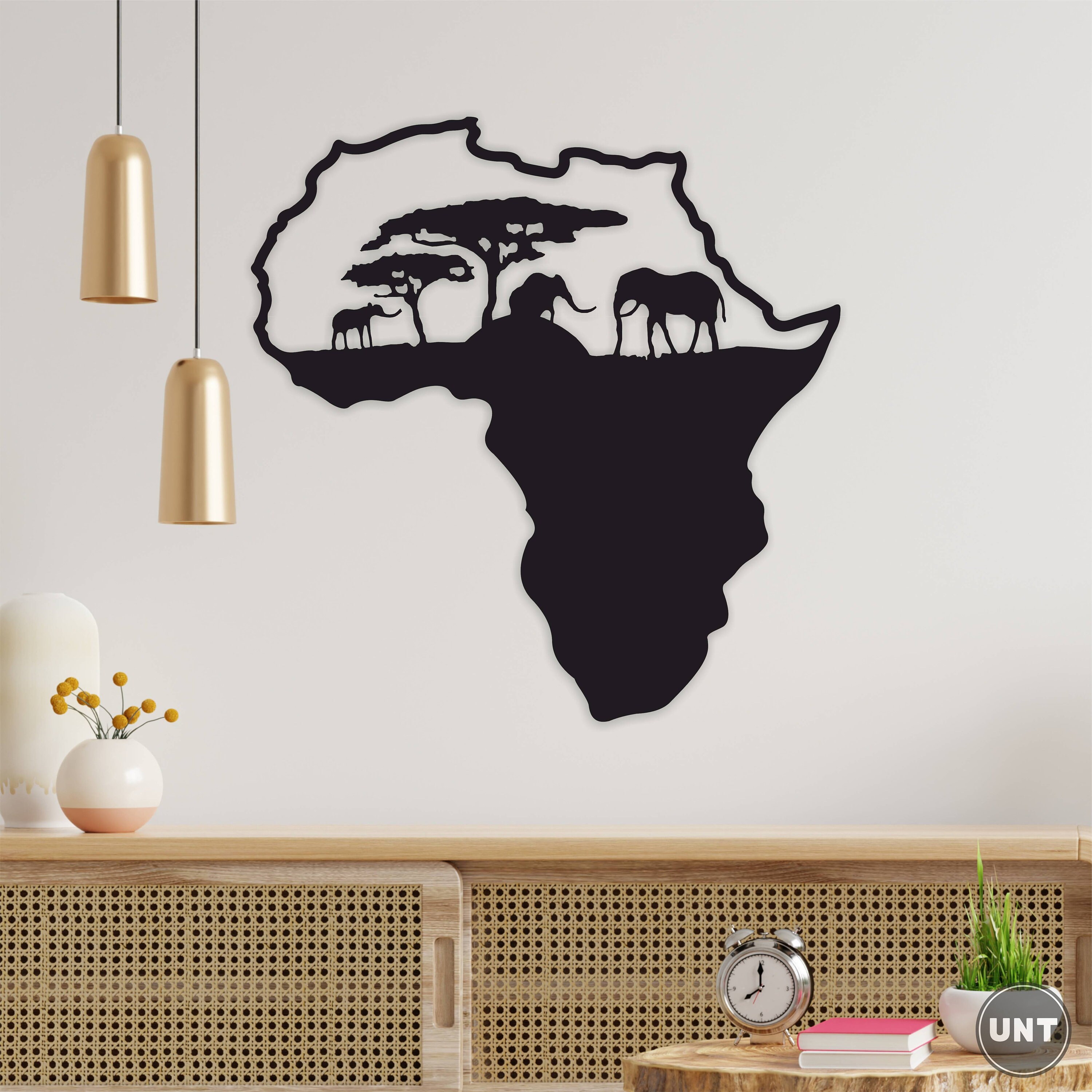 Wooden Africa Map African Map Ethnic Wall Art Housewarming Etsy