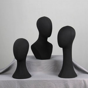 Female Styrofoam Head Form - Black