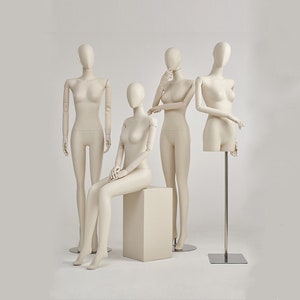 Luxury Half Full Body Female Display Dress Form,Beige Bust Mannequin Torso,Manikin Head for Wig Hat Jewelry Holder Clothing Display Model