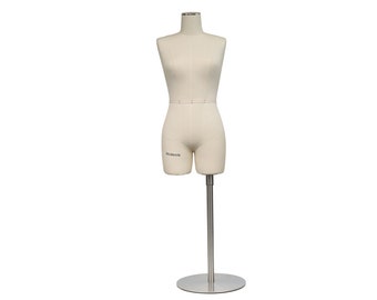 JM262 Size 12 Female Half Scale Dress Form,1/2 Scale Tailor Mannequin Torso With Leg,Pinnable Miniature Mannequin,Mini Dress Form For Sewing