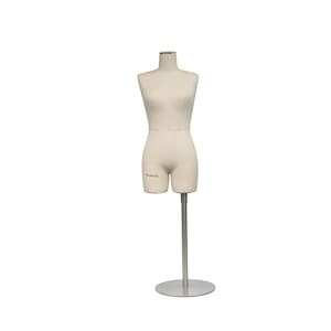 JM262 Size 12 Female Half Scale Dress Form,1/2 Scale Tailor Mannequin Torso With Leg,Pinnable Miniature Mannequin,Mini Dress Form For Sewing