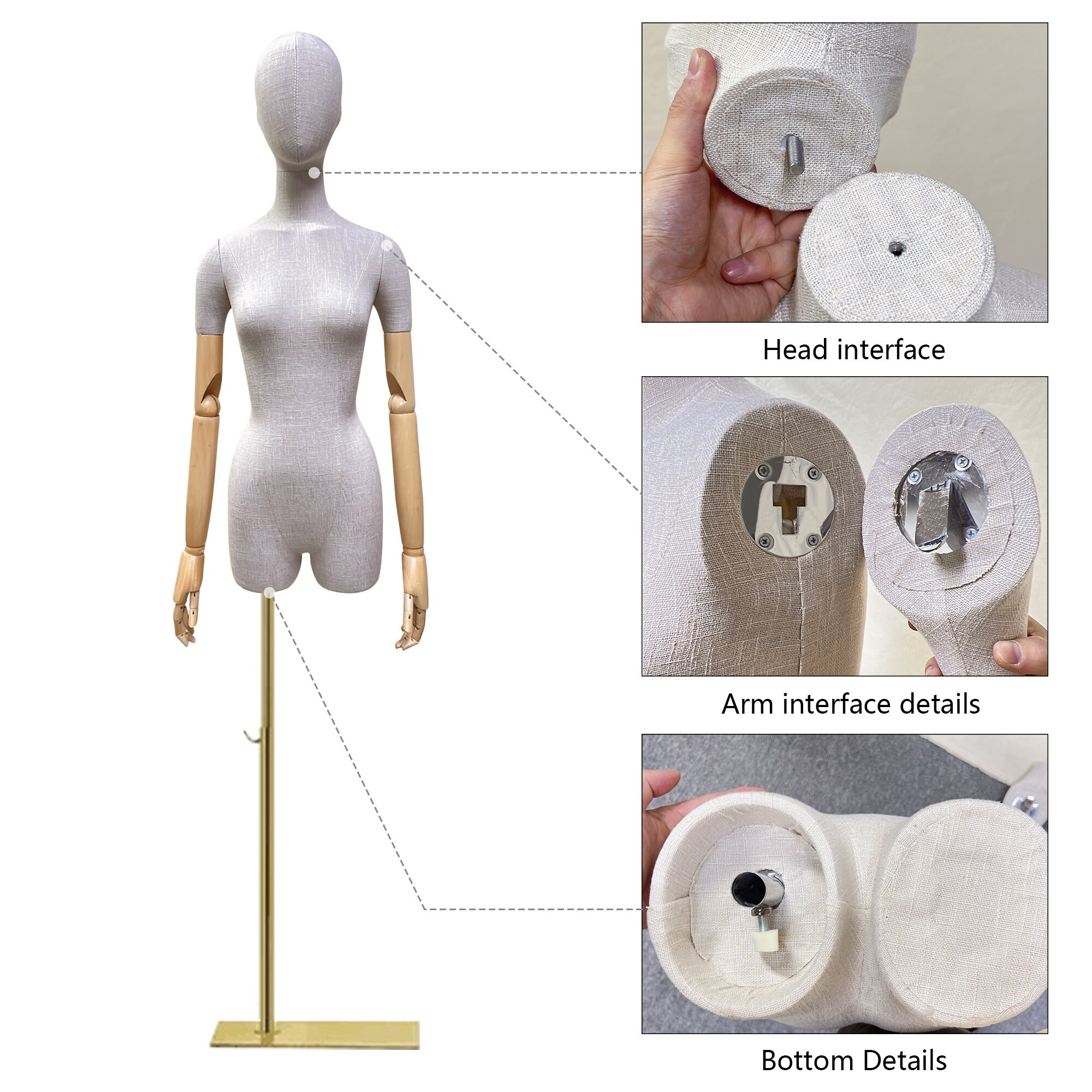 Adult Size Half Body Female Linen Mannequin Stand,clothing Display