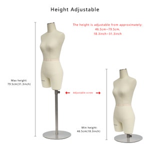 Half Scale Dress Form for Sewing, Size 4 Mini Tailor Female Half Body ...