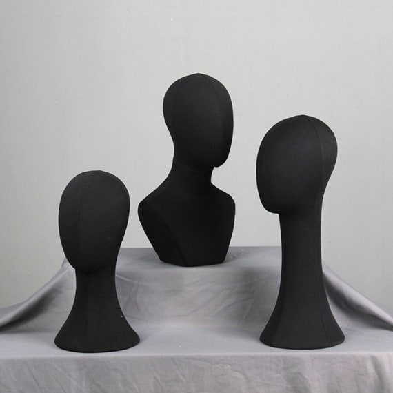 Black velvet wig head hotsell