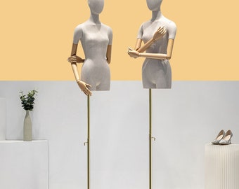 Luxury Grey Bamboo Linen Adult Male Female Mannequin Full Body,half Body  Women Men Mannequin Torso Dress Form,brand Clothing Display Dummy -   Sweden