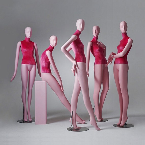 Luxury Pink Full Body Female Display Dress Form,standing Velvet