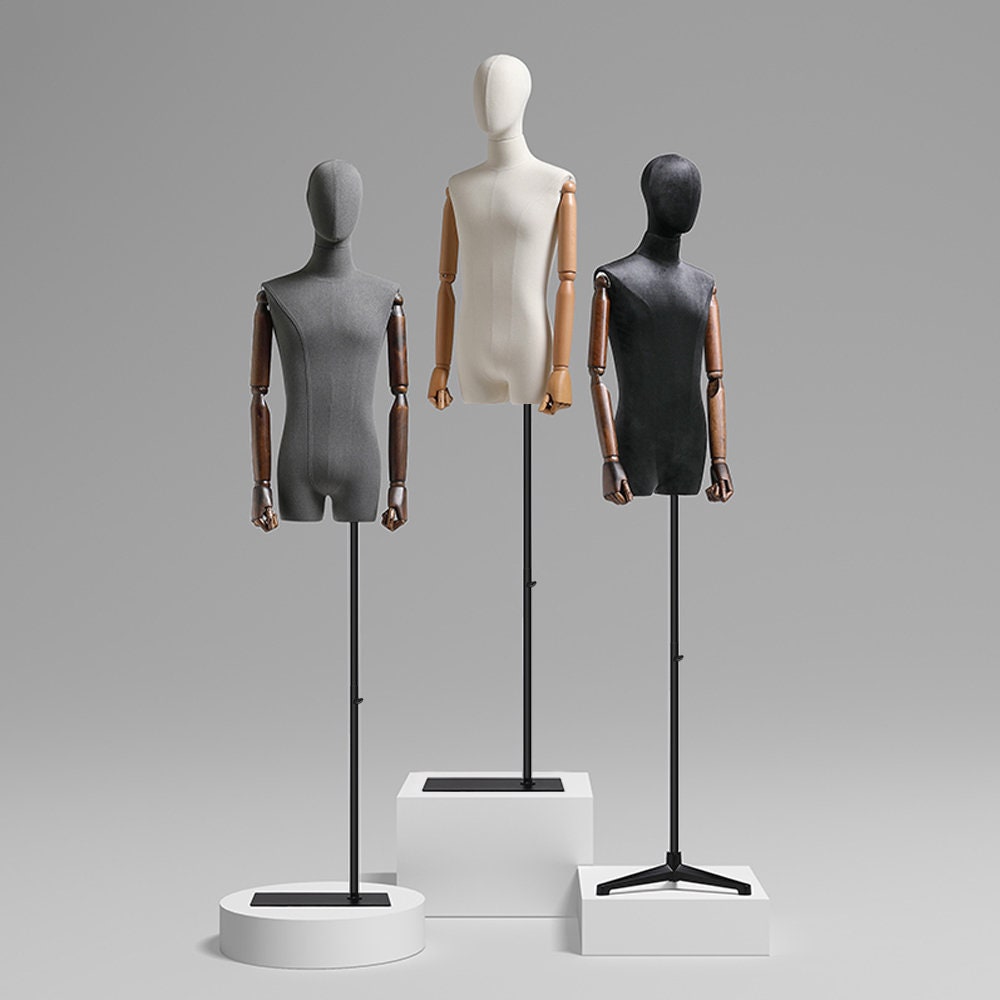 Male and Female Full Body Mannequin, Woman Display Model Dummy Form for  Boutique Slub Hemp Human Torso With Wood Arms -  Norway