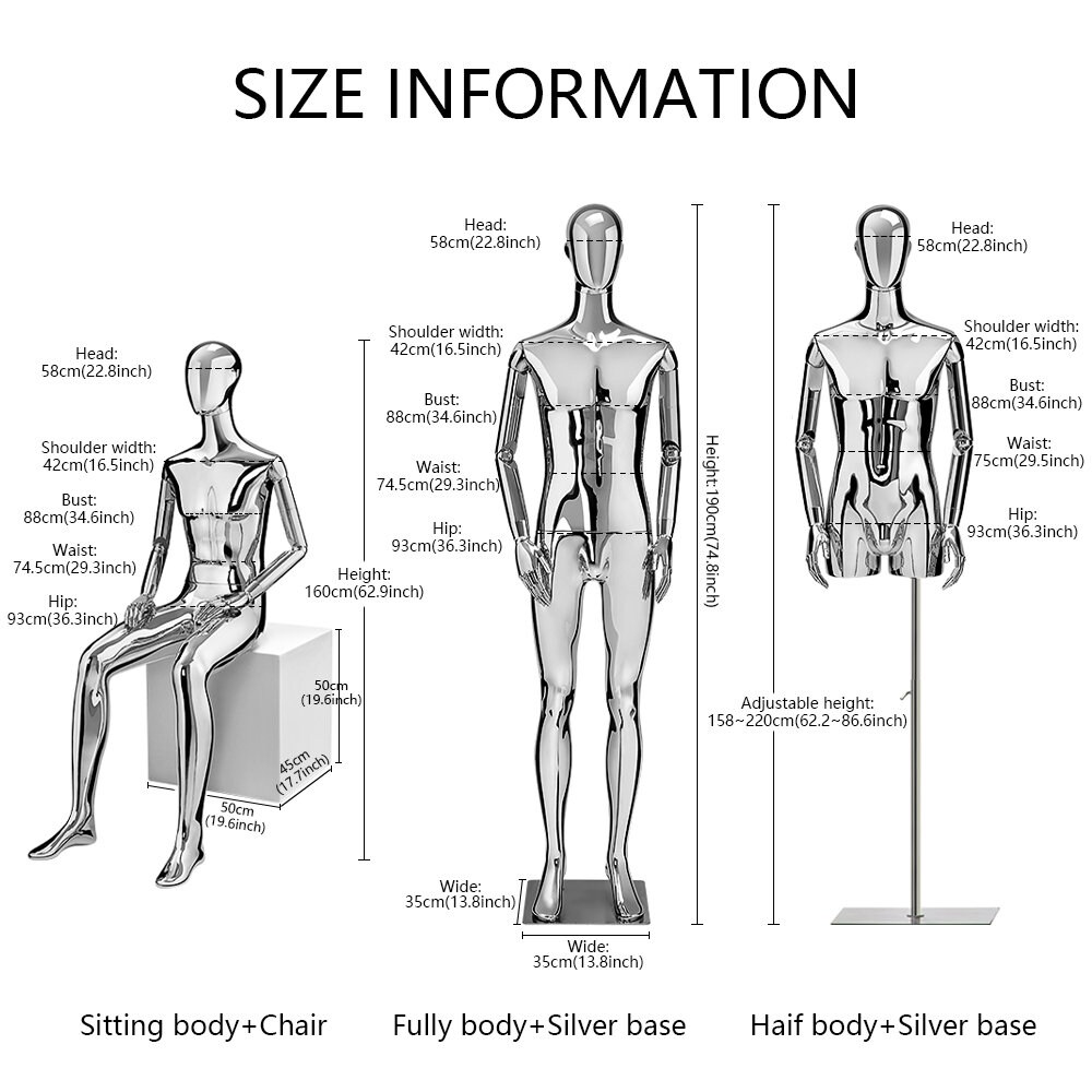 Luxury Glossy Gold Silver Male Mannequin Full Bodysitting Etsy