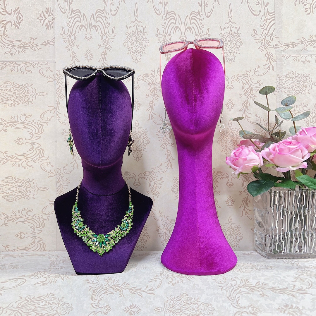 Fully Pinnable Velvet Mannequin Head Stand,colorful Velvet Dress Form Torso,wig Head Manikin