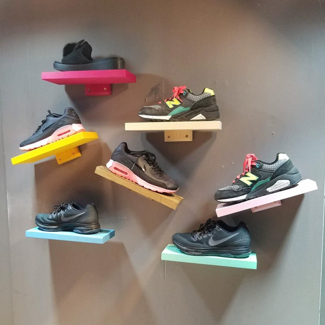 Clothing Store Wooden Shoe Rack Wall Mount,shoes Display Rack Sneaker