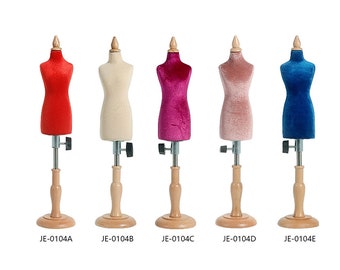 Female Half Scale Dress Form for Sewing,1/4 Scale Tailor Dress Form With Wooden Base,Mini Colorful Velvet Mannequin Torso for Pattern Making