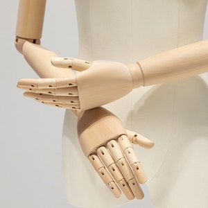 Fabric Mannequin Torso with Wooden Arms - Beige Bamboo Linen Female Display Form