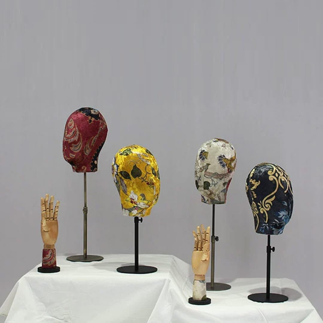 Store Window Adult Printed Fabric Mannequin Head Stand,wig Head Dress