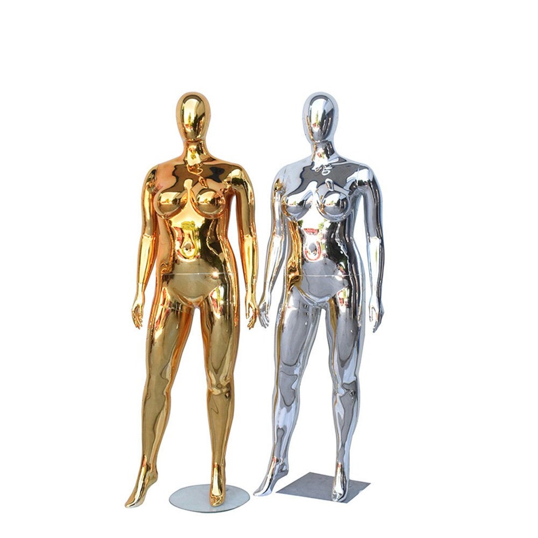 Fashion Silver Gold Plus Size Mannequin Full Body golden Chrome Female fashion-silver-gold-plus-size-mannequin-full-body-golden-chrome-female