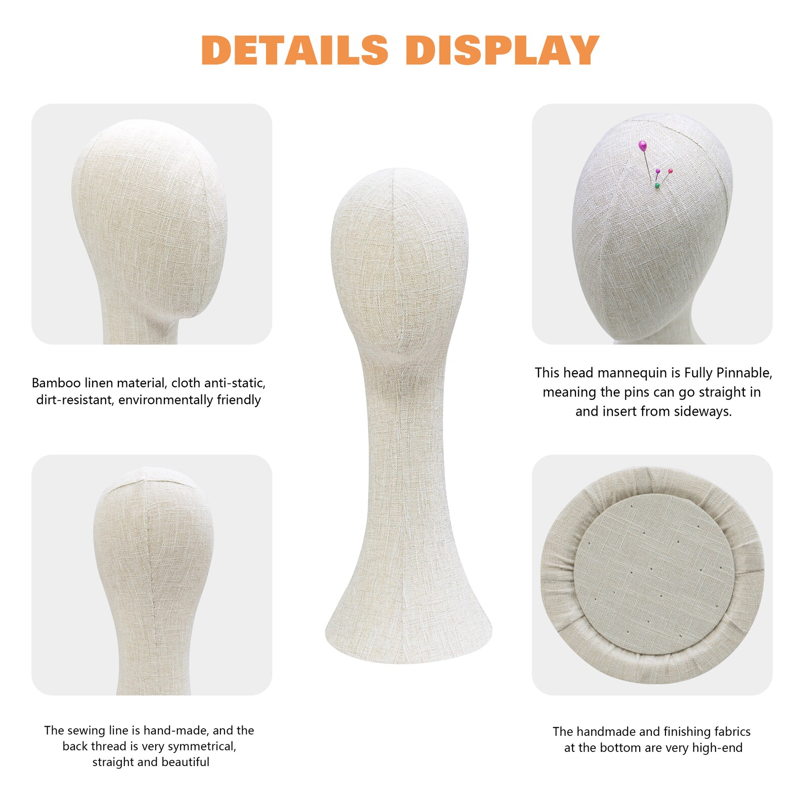 Fully Pinnable Linen Mannequin Head Formvintage Mannequin Etsy