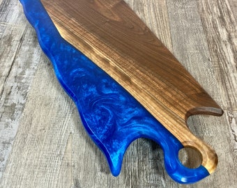 Blue Epoxy and Walnut Charcuterie Board / Serving Tray