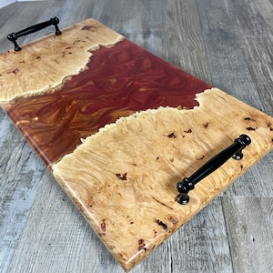 Maple Burl & Flame Epoxy Serving / Charcuterie Tray
