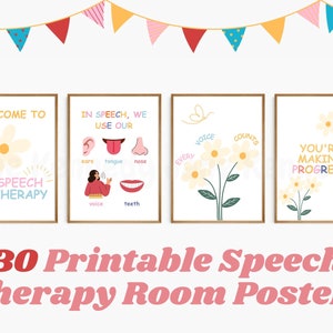 Speech Therapy Poster Bundle, 30 Speech Therapy Room Wall Decor, SLP poster, Speech Therapy Printable wall art