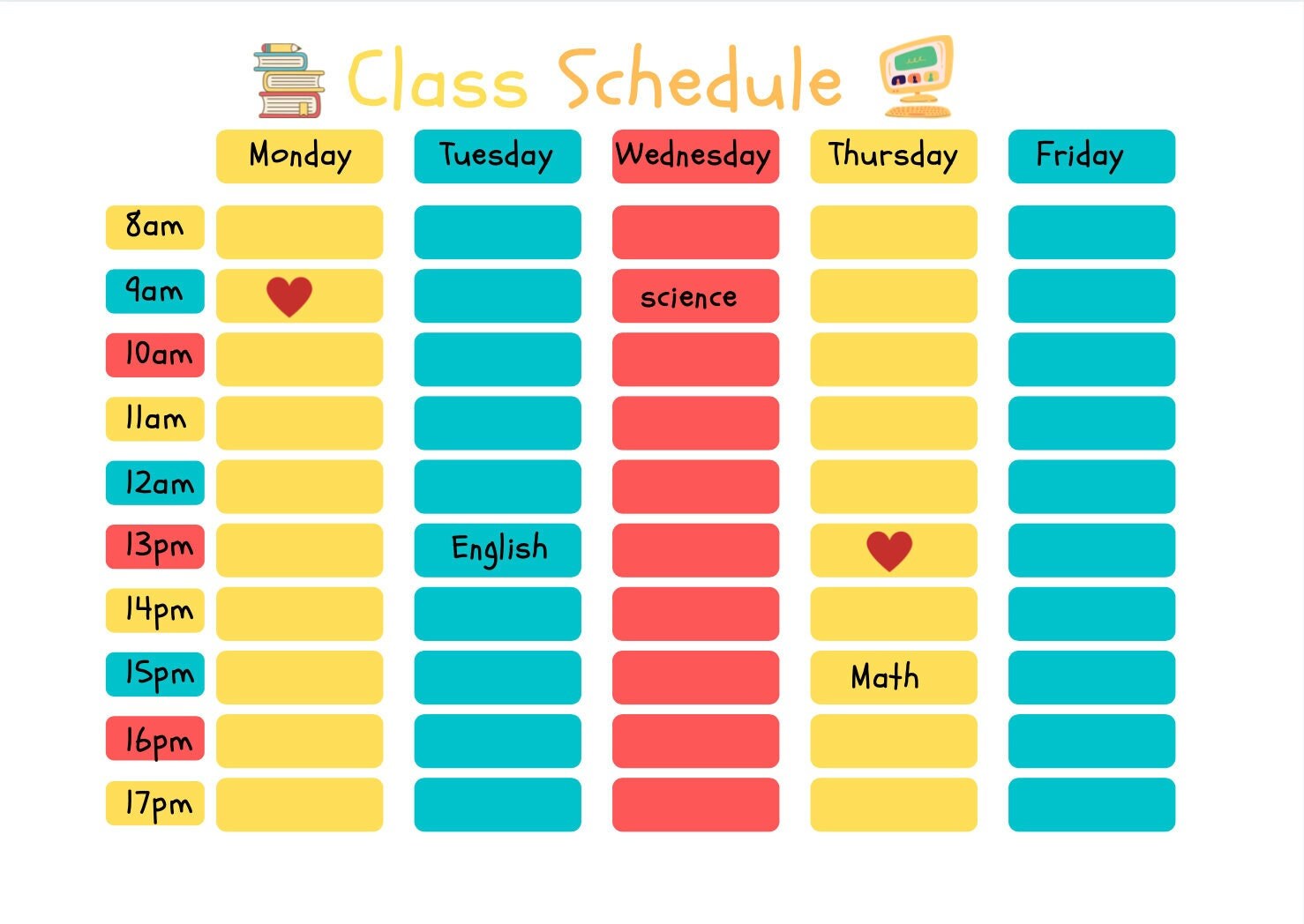 Canva Class Schedule Template Etsy Canva Class Schedule Template Etsy