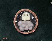 handmade night sky ghost on a cloud decoration - wooden polymer clay moon christmas hanging wall decor magnet