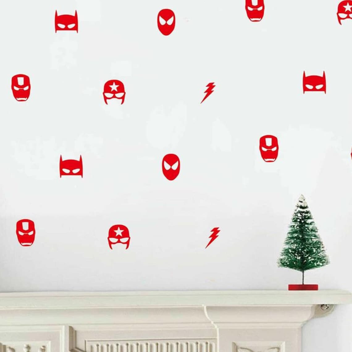 30 Superhero Wall Vinyl Stickers Kids Boy Bedroom Decor Batman Etsy