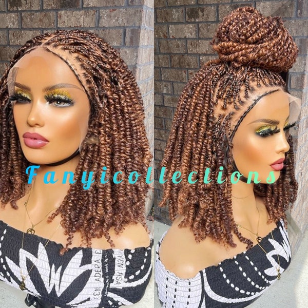 Braided wig, 13by6 lace frontal, Braided wig, Kinky twist, Afro wig, passion twist, wigs for black women, short wigs,